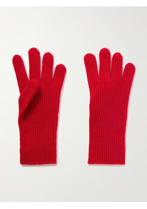 TOTEME - Ribbed Cashmere Gloves - Red - One size