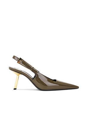 Saint Laurent Lee Slingback Pump in Amber Green - Olive. Size 36 (also in 36.5, 37, 38, 39, 39.5, 41).