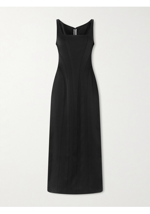 Another Tomorrow - Paneled Satin Midi Dress - Black - IT36,IT38,IT40,IT42,IT44,IT46