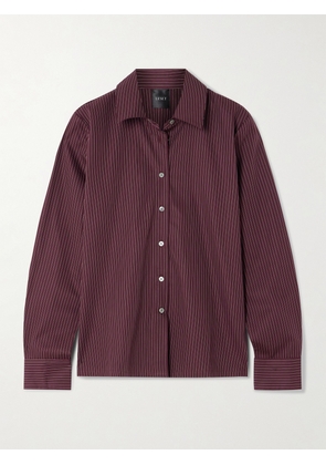 LESET - Yoshi Pinstriped Cotton-blend Twill Shirt - Burgundy - x small,small,medium,large,x large