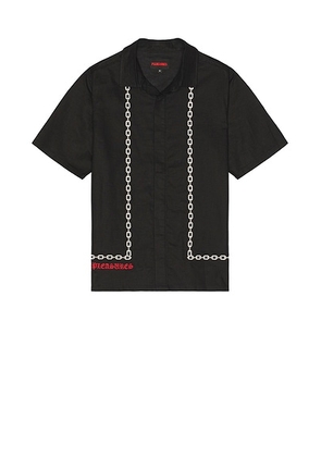 Pleasures Chain Button Up Shirt in Black - Black. Size L (also in M).