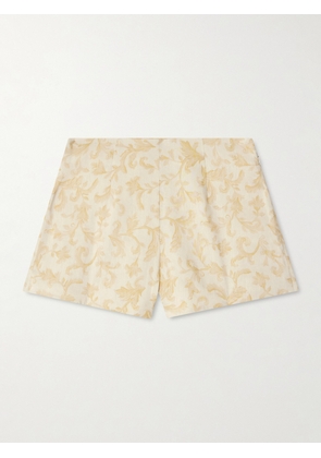 Posse - Isla Printed Linen And Silk-blend Shorts - Yellow - xx small,x small,small,medium,large,x large