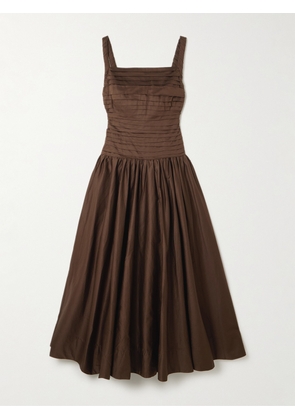 Aje - Star Pleated Cotton Dress - Brown - UK 4,UK 6,UK 8,UK 10,UK 12,UK 14,UK 16
