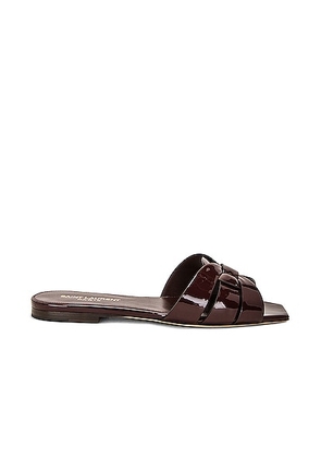 Saint Laurent Tribute Flat Sandal in Barolo - Burgundy. Size 36 (also in ).