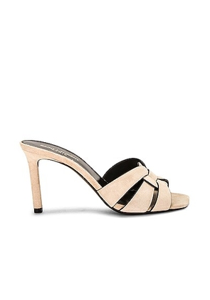 Saint Laurent Tribute Mule Sandal in Cream - Cream. Size 36.5 (also in 38, 38.5, 39.5).