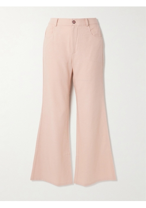 ALIX OF BOHEMIA - Bunny Embellished Silk Flared Pants - Pink - US0,US2,US4,US6,US8,US10