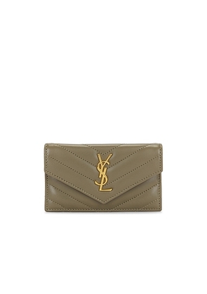 Saint Laurent Zipped Fragments Credit Card Case in Strong Moss - Olive. Size all.