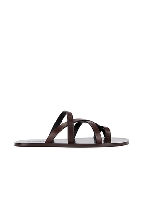 Saint Laurent Culver Flat Sandal in Ultra Dark Brown - Chocolate. Size 39.5 (also in 36.5, 38.5).