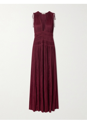 Ulla Johnson - Tasneem Plissé-satin Gown - Burgundy - US0,US2,US4,US6,US8,US10,US12