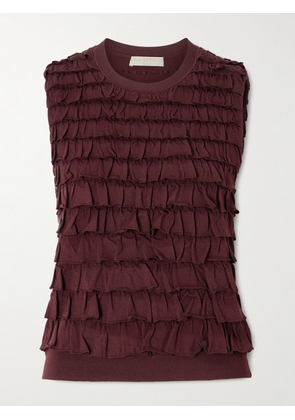 Ulla Johnson - Lula Tiered Ruffled Jersey Top - Purple - x small,small,medium,large