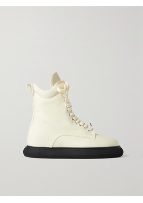 The Attico - Selene Logo-embellished Shell And Leather Combat Boots - White - IT35,IT36,IT36.5,IT37,IT37.5,IT38,IT38.5,IT39,IT39.5,IT40,IT40.5,IT41