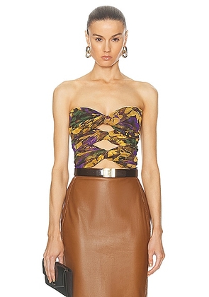 Saint Laurent Tulle Bandeau Top in Noir Multicolor - Yellow. Size 36 (also in 40, 42).