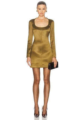 Saint Laurent Long Sleeve Mini Dress in Vert Kaki - Olive. Size 38 (also in 36, 40).