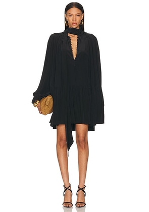 Saint Laurent Long Sleeve Mini Dress in Noir - Black. Size 34 (also in ).