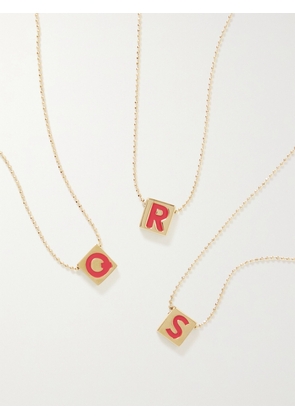 Roxanne Assoulin - Initial This Gold-plated And Enamel Necklace - Red - A,B,C,D,E,F,G,H,I,J,K,L,M,N,O,P,Q,R,S,T,U,V,W,X,Y,Z