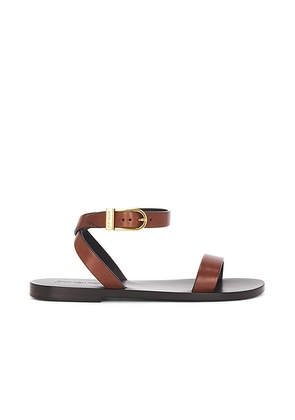 Saint Laurent Buckle Flat Sandal in Bruciato - Brown. Size 36.5 (also in 36, 38, 38.5, 39.5, 40).