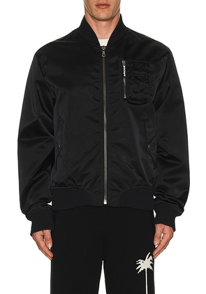Palm Angels Curved Logo Bomber in Black - Black. Size 44 (also in 48).