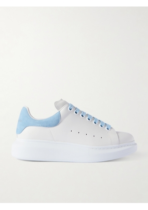MCQUEEN - Exaggerated-sole Suede-trimmed Leather Sneakers - Blue - EU 36,EU 37,EU 38,EU 38.5,EU 39,EU 40
