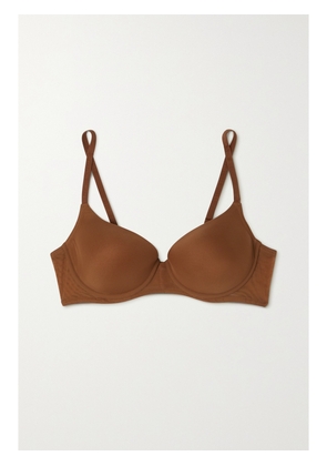 NUBIAN SKIN - Naked Stretch-tulle Underwired T-shirt Bra - Brown - 32B,34B,36B,38B,32C,34C,36C,38C,32D,34D,36D,32DD,34DD,36DD,32E,34E