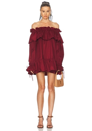 Saint Laurent Off The Shoulder Blouse in Rouge Fonce - Wine. Size 36 (also in 40).