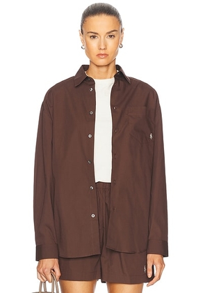 Sporty & Rich SRC Oversized Shirt in Chocolate - Brown. Size L (also in ).
