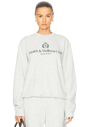Sporty & Rich H&W Crest Crewneck Sweater in Heather Gray - Grey. Size XL (also in ).