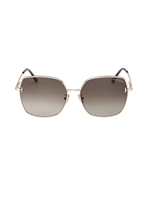TOM FORD Square Sunglasses in Shiny Rose Gold  Transparent Grey  & Gradient Brown - Rose Gold. Size all.