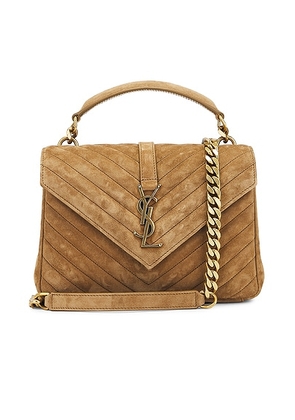 Saint Laurent Medium College Bag in Golden Leaf - Brown. Size all.