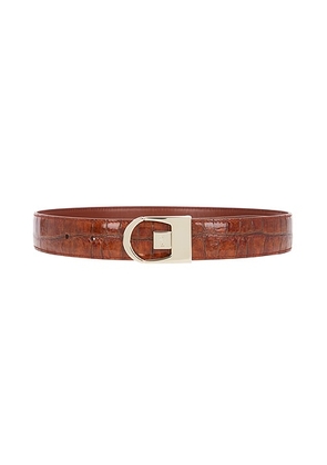 Saint Laurent Ceinture Reversible Belt in Vegetal Brown & Dark Wet Clay - Cognac. Size 65 (also in 70, 75, 80, 85, 90).