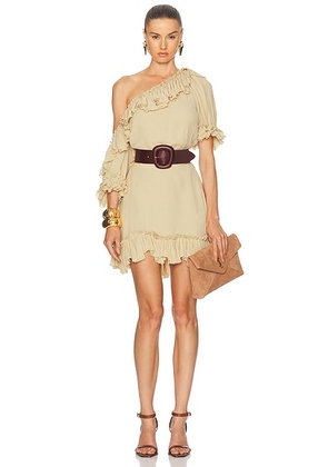 Saint Laurent One Shoulder Mini Dress in Beige Vintage - Beige. Size 38 (also in ).