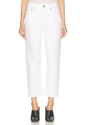 R13 Romeo Cropped Straight Leg in Aerin White Stretch - White. Size 26 (also in 27, 30, 31).