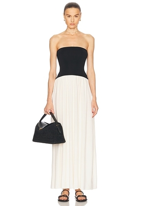 Solid & Striped The Strapless Soglio Dress in Brule & Noir - Black,White. Size XS (also in M).