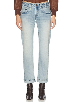 R13 Cuffed Boy Straight Leg in Elroy Selvedge Blue - Blue. Size 31 (also in ).