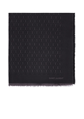 Saint Laurent Monogram Scarf in Black & Dark Grey - Black. Size all.