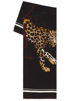 Saint Laurent Carre Leo Gros Cassa Scarf in Black & Multicolor - Black. Size all.
