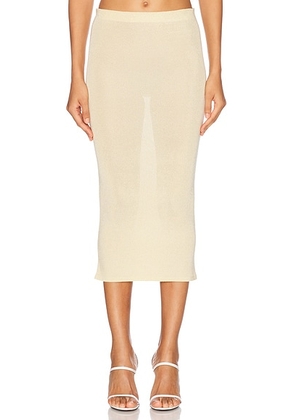 Self-portrait Viscose Knit Midi Skirt in Yellow - Yellow. Size S (also in L, M, XS).