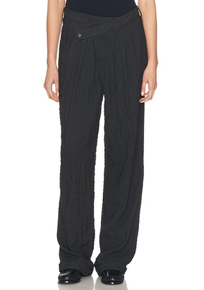 R13 Triple Pleat Crossover Trouser in CHARCOAL - Charcoal. Size 24 (also in 25, 26, 27, 28).