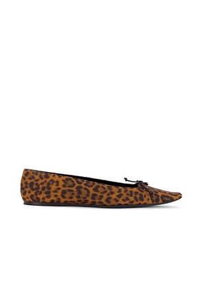 Saint Laurent Poppy Ballerina Flat in Manto Naturale - Brown. Size 36.5 (also in 36, 37, 38, 39, 39.5, 40).
