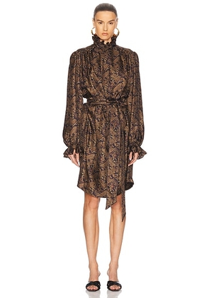 Saint Laurent Belted Mini Dress in Navy Multicolore - Navy. Size 40 (also in 34, 38).