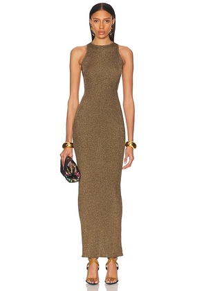 Saint Laurent Sleeveless Long Dress in Noir & Or - Metallic Gold. Size XL (also in L).