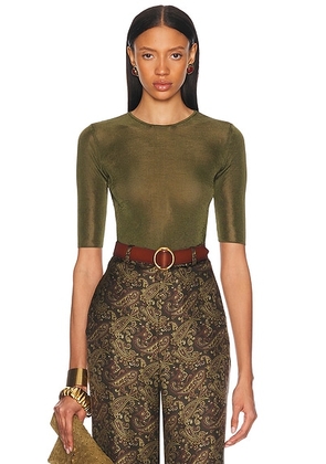 Saint Laurent Short Sleeve Top in Kaki - Olive. Size XL (also in L).