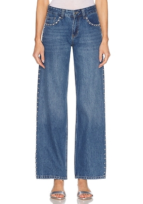 Sandy Liang Updo Straight Leg Jeans in Medium Blue - Blue. Size 26 (also in 25, 27, 28).