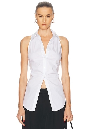 SIMONMILLER Loch Sleeveless Poplin Button Up Top in Macadamia - Ivory. Size S (also in M).