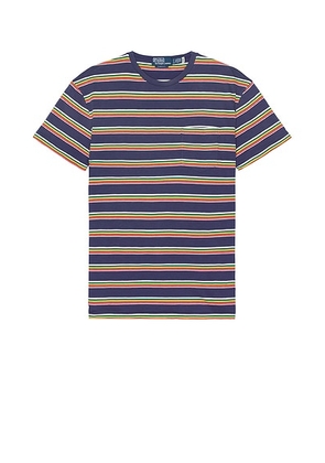 Polo Ralph Lauren Stripe Crewneck T-Shirt in New Classic Navy Multi - Blue. Size L (also in ).