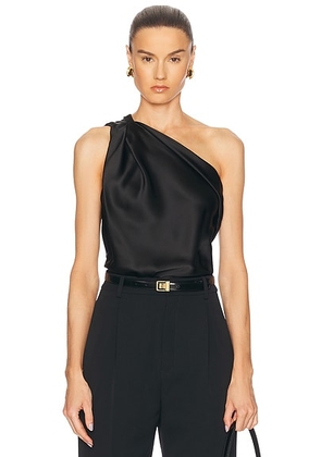 The Sei One Shoulder Drape Top in Black - Black. Size 6 (also in ).