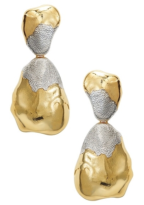 SORDO Araya Earrings in 24k Gold & Silver Plated Brass - Metallic Gold. Size all.