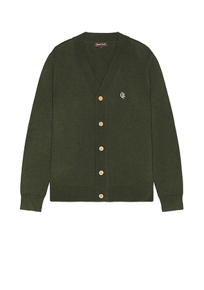Quiet Golf Monogram Cardigan in Olive - Dark Green. Size S (also in XL/1X).