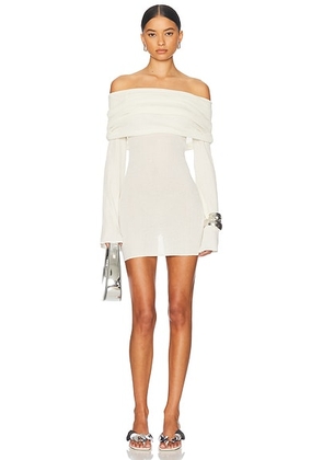 SEROYA Galli Mini Dress in Eggshell - Ivory. Size L (also in M, S, XS).