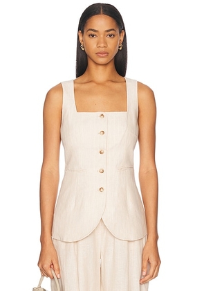 Posse Lucille Vest in Beige Pinstripe - Beige. Size L (also in M, S, XL, XS).