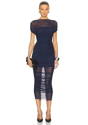 SEROYA Noel Mesh Midi Dress in Sapphire - Blue. Size XS (also in ).